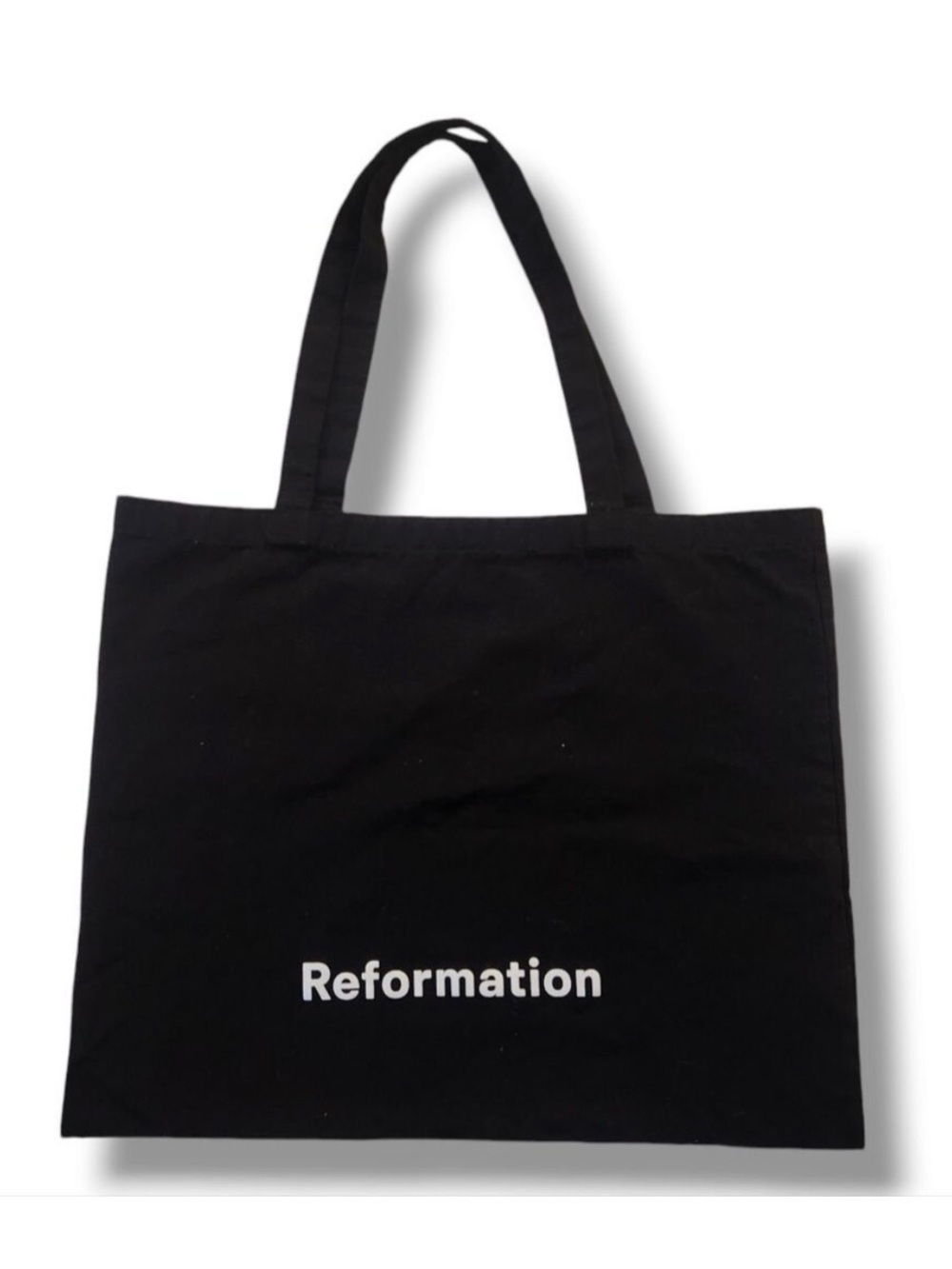 Reformation Black Canvas Logo Tote with White Text